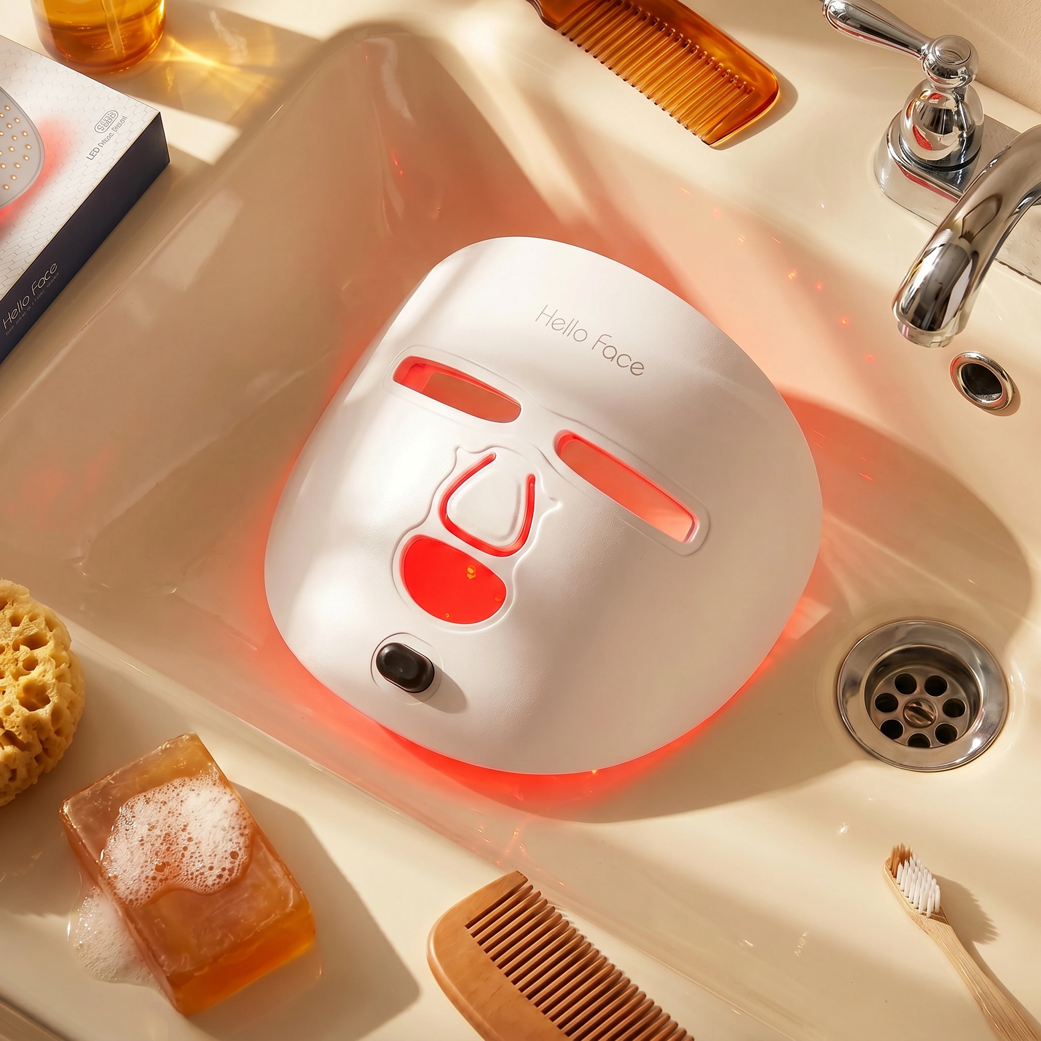 LED Face Mask Facial Care Tool, Red Light Therapy Mask For Face For Skincare At Home Travel